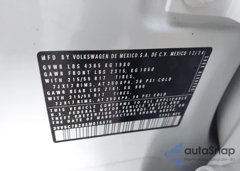 2025 Volkswagen Taos 1.5T S from USA, damaged, VIN 3VV5C7B28SM015576